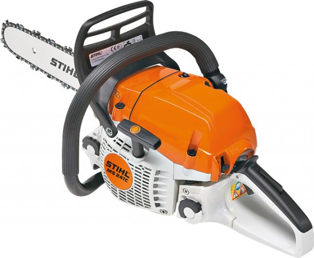 日本販促STIHL スチール エンジンチェンソー MS241C-M 新品ソーチェン付 16インチ 混合ガソリン チェーンソー プロ用 2019年製 ④ ■動作確認済■ チェーンソー